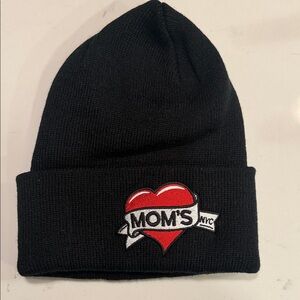 Black Beanie with Red Heart Design